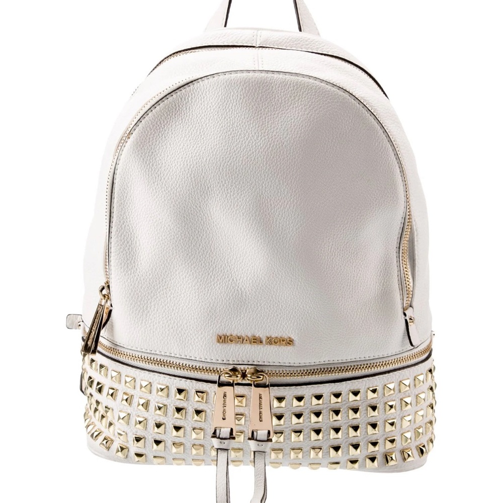 Michael Kors White Leather Studded Backpack